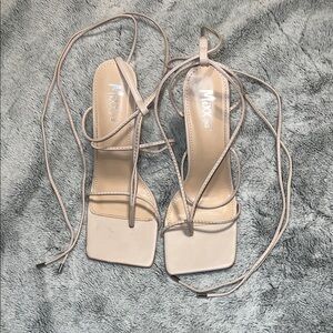 Beige Strappy Women's Heels